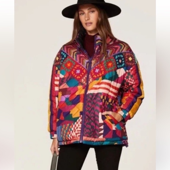 FARM Rio Colorful Patchwork Puffer Jacket - Picture 2 of 6